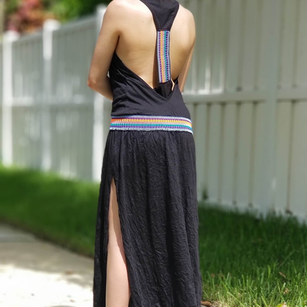 BLACK RACER BACK CROCHET DRESS - Picture 5 of 8